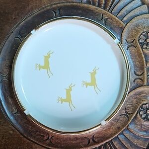 Vintage ashtray, large, reindeer, Christmas, holiday advertising gift.